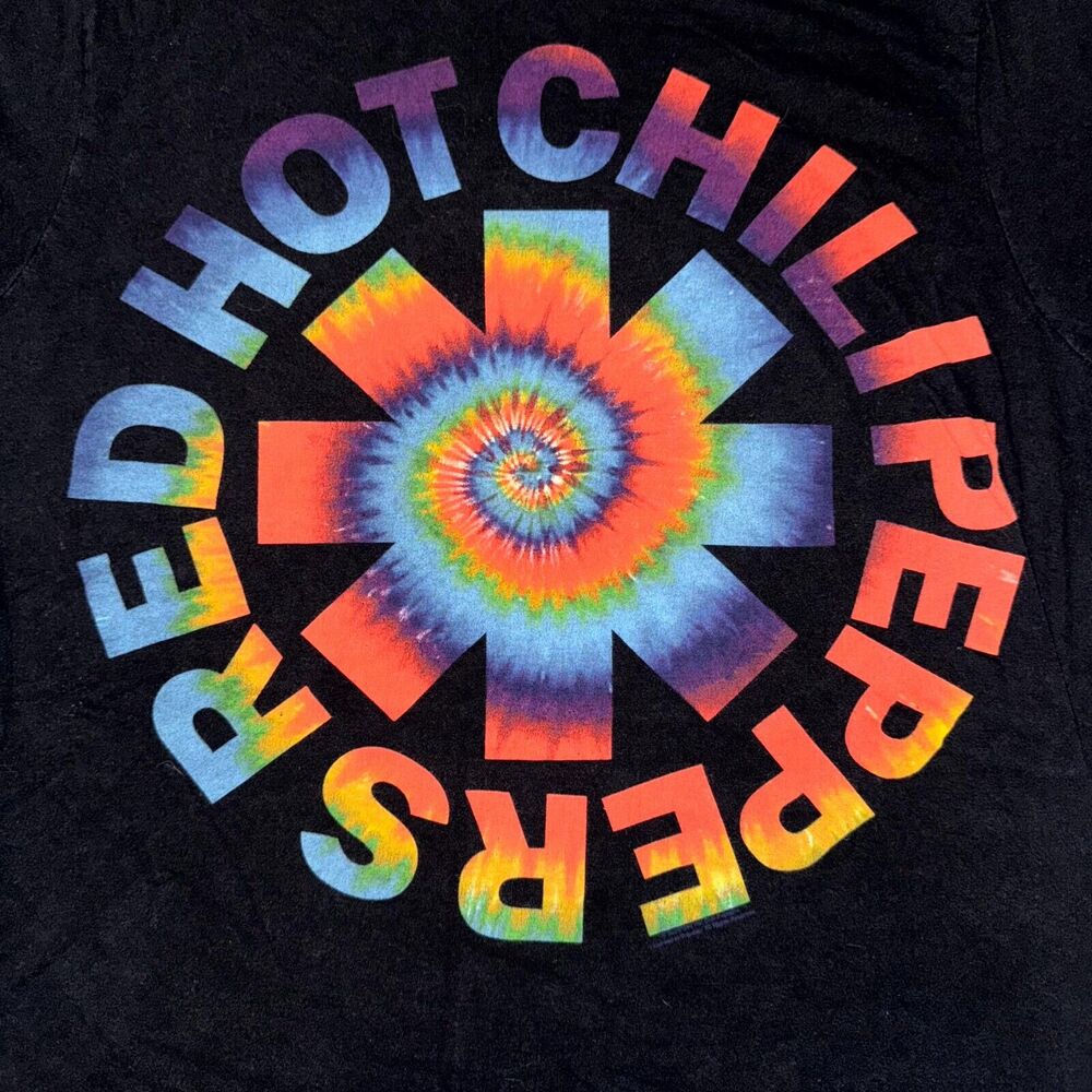 Red Hot Chili Peppers Graphic Tee Adult Small Black Tie Dye Logo Unisex RHCP